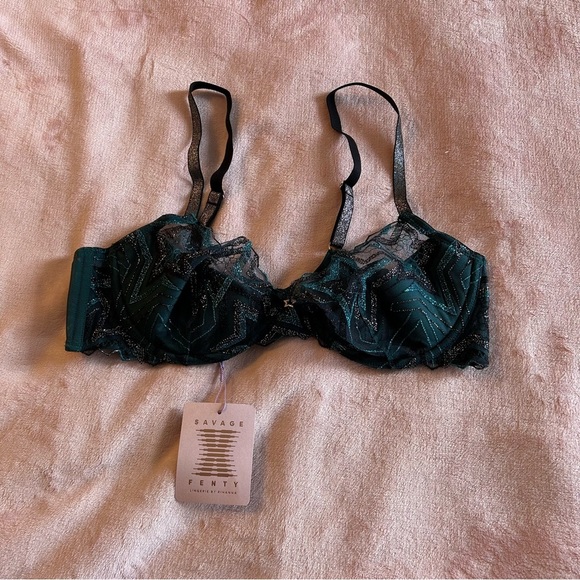 Savage X Fenty shining star unlined demi bra wildflower blue size 36C - Picture 1 of 9